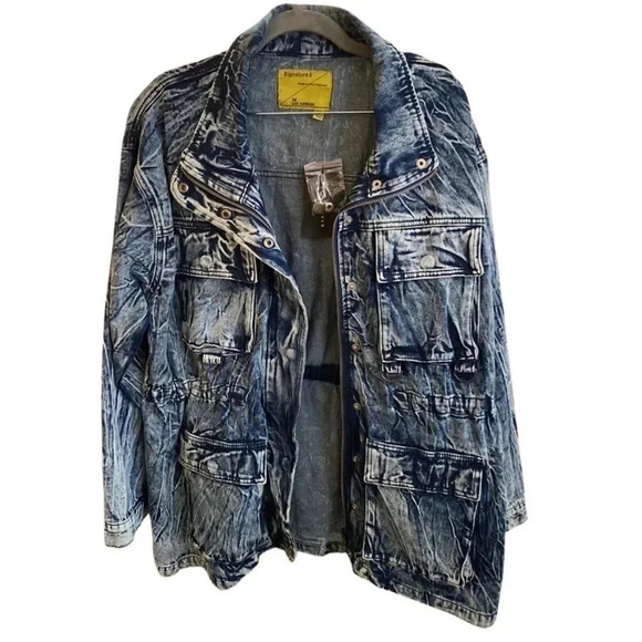 Signature 8 Acid Wash Oversize Jean Jacket Size Medium/Large - Picture 2 of 9